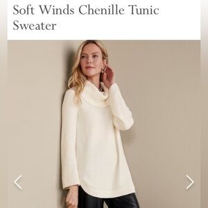 Soft Surroundings Chenille  ivory turtleneck tunic size S
